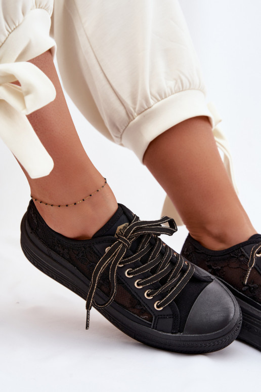 Sapatos de lazer com renda com uma plataforma Lee Cooper LCEM-26-44-4479 cor preta