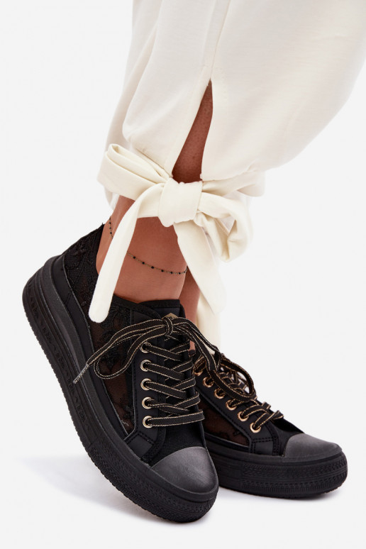 Sapatos de lazer com renda com uma plataforma Lee Cooper LCEM-26-44-4479 cor preta