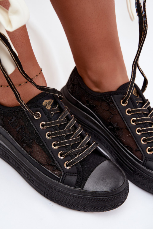 Sapatos de lazer com renda com uma plataforma Lee Cooper LCEM-26-44-4479 cor preta