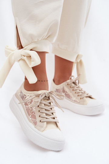 Sapatos de lazer com renda com uma plataforma Lee Cooper LCEM-26-44-4481 bege 2