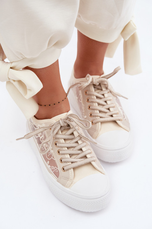 Sapatos de lazer com renda com uma plataforma Lee Cooper LCEM-26-44-4481 bege