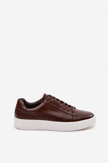 Tênis masculinos estilo esportivo em couro sintético marrons Velton 2