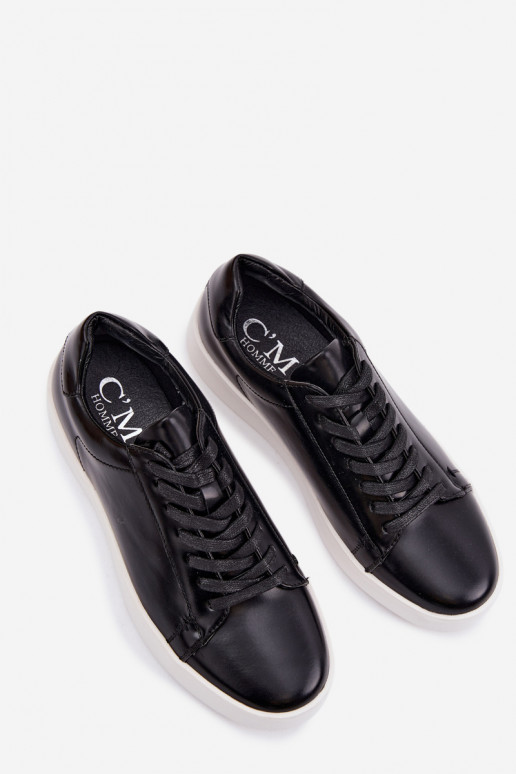 À modalo de tênis para homens de couro ecológico cor preta Velton