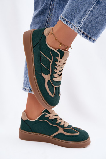 Tênis femininos baixos estilo esportivo verdes Brenelle