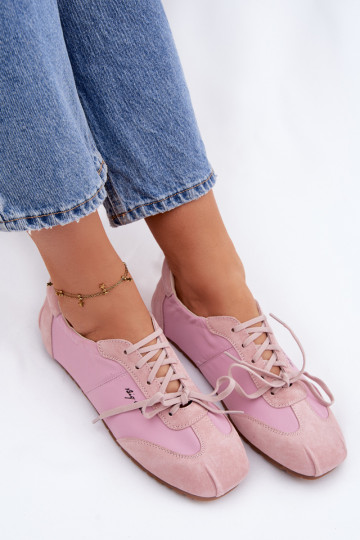 Tênis femininos baixos estilo esportivo em camurça Big Star TT274600 rosas