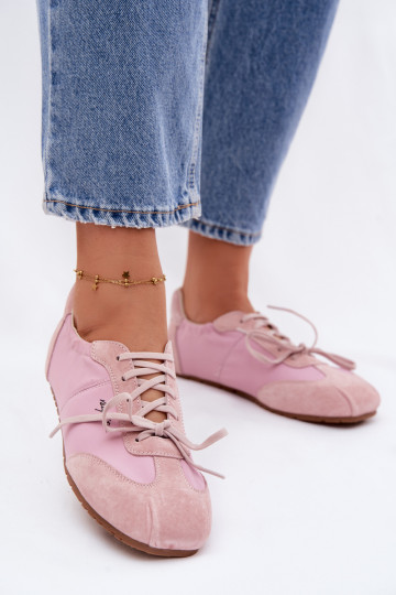 Tênis femininos baixos estilo esportivo em camurça Big Star TT274600 rosas 2