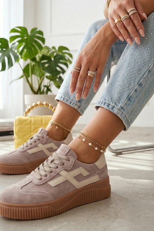 Tênis bege em couro natural Cambell