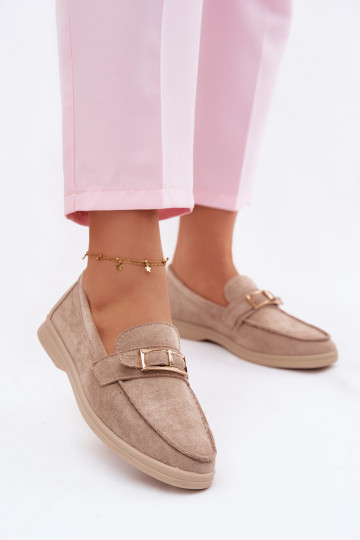 mocassins femininos com fivelas bege Belinae 2
