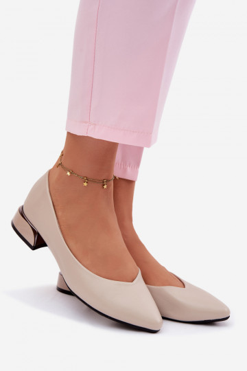 Sapatilhas de balé de salto baixo Vinceza 62280 cor bege