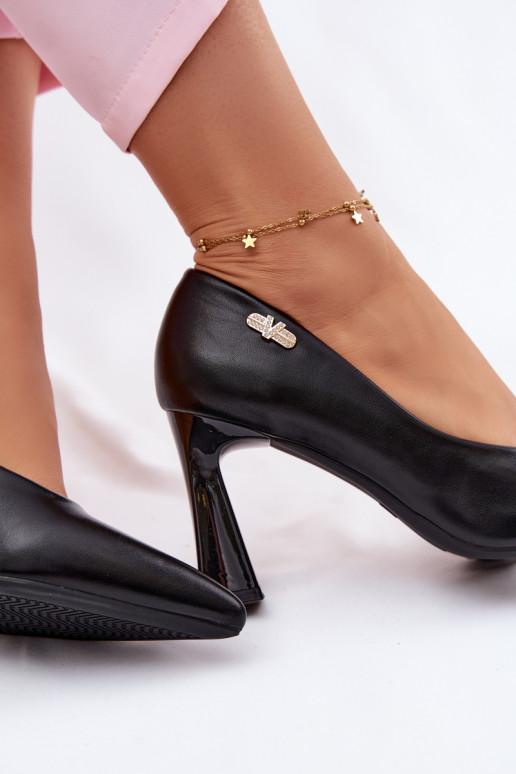 Estilo elegante Sapato com salto Vinceza 62276 cor preta