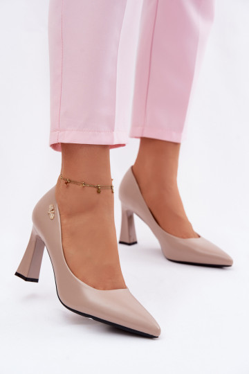 Estilo elegante Sapato com salto Vinceza 62276 bege