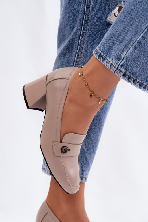 Pele sapato Feminino com salto Vinceza 18119 bege