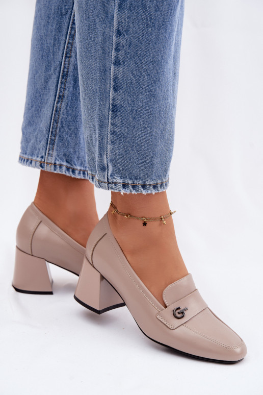 Pele sapato Feminino com salto Vinceza 18119 bege