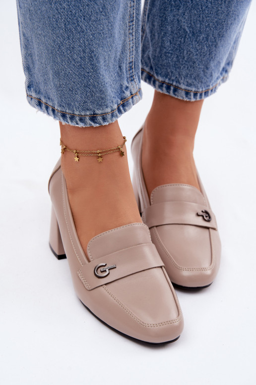 Pele sapato Feminino com salto Vinceza 18119 bege
