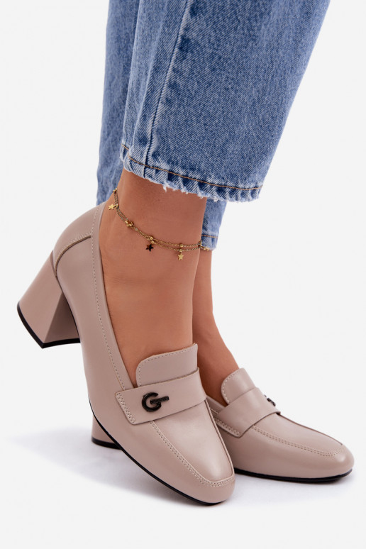 Pele sapato Feminino com salto Vinceza 18119 bege