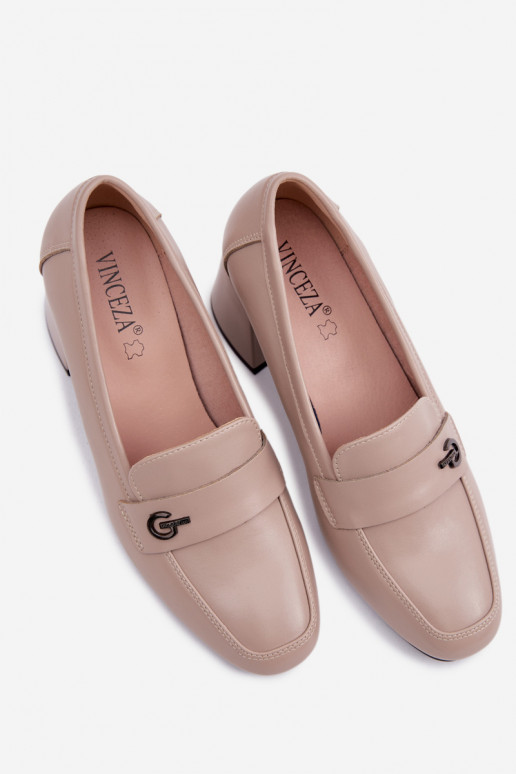 Pele sapato Feminino com salto Vinceza 18119 bege