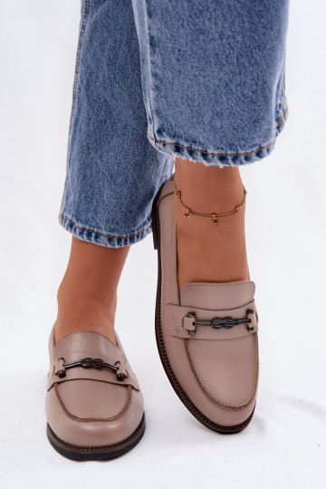 Mocassins femininos de couro Vinceza 18132 cor areia