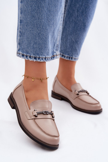 Mocassins femininos de couro Vinceza 18132 cor areia 2