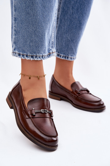 Mocassins femininos de couro Vinceza 18132 cor marrom 2