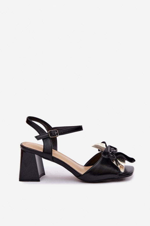 Sandálias femininas de salto alto Com decorações Uma flor Vinceza 20283 cor preta