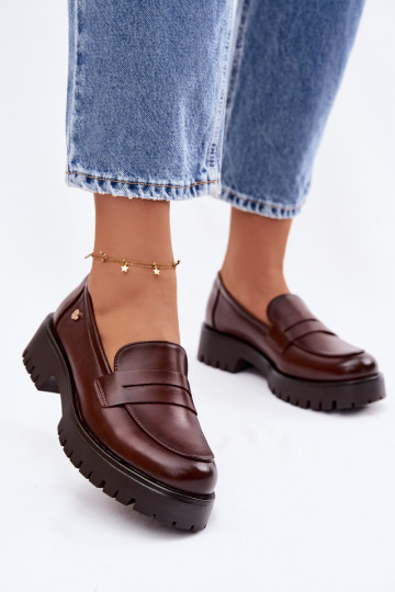 Mocassins femininos de couro Vinceza 18125 cor marrom 2