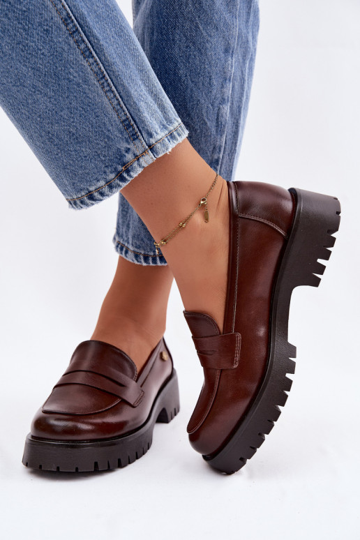 Pele mocassins femininos Vinceza 18125 cor marrom