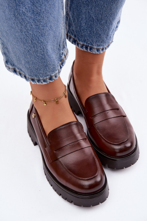 Pele mocassins femininos Vinceza 18125 cor marrom