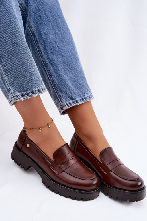 Pele mocassins femininos Vinceza 18125 cor marrom