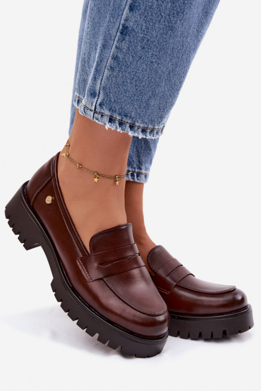 Pele mocassins femininos Vinceza 18125 cor marrom