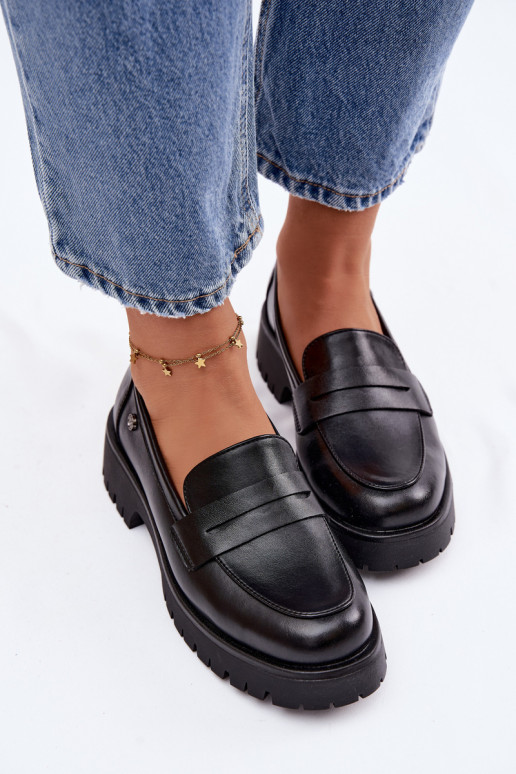 Pele mocassins femininos Vinceza 18125 cor preta