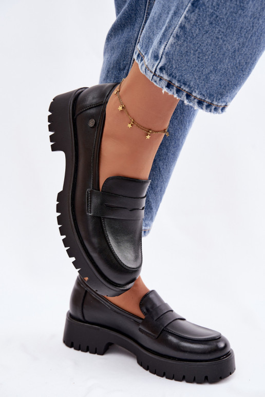 Pele mocassins femininos Vinceza 18125 cor preta