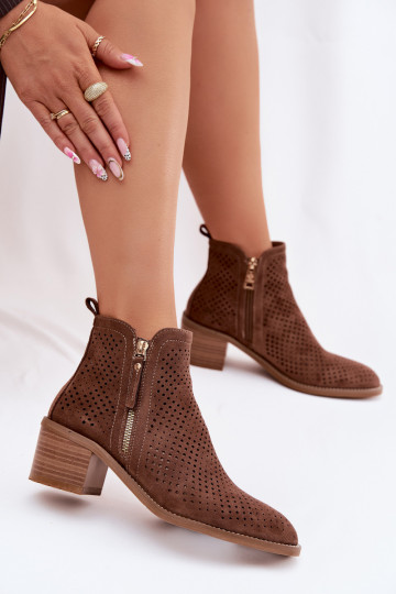 Botas a céu aberto Feminino com salto Vinceza 58621 cor marrom