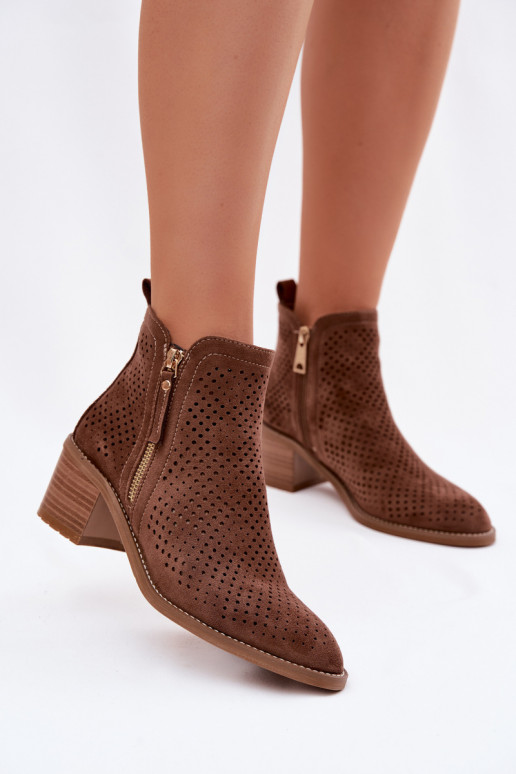Botas a céu aberto Feminino com salto Vinceza 58621 cor marrom