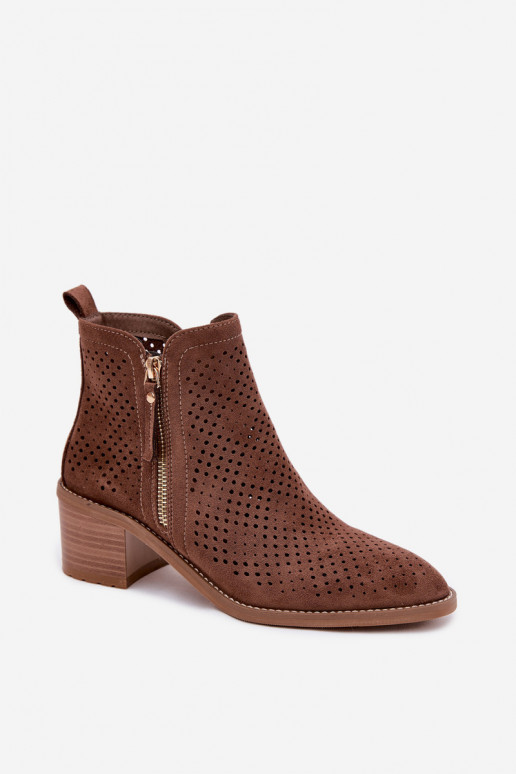 Botas a céu aberto Feminino com salto Vinceza 58621 cor marrom