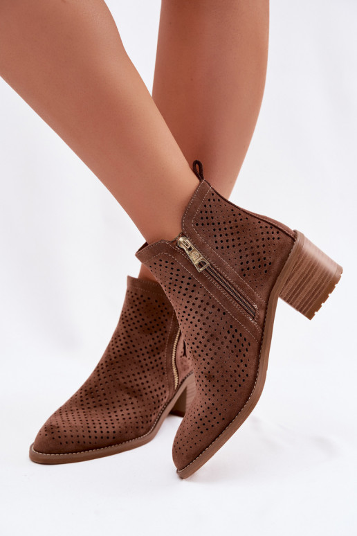 Botas a céu aberto Feminino com salto Vinceza 58621 cor marrom