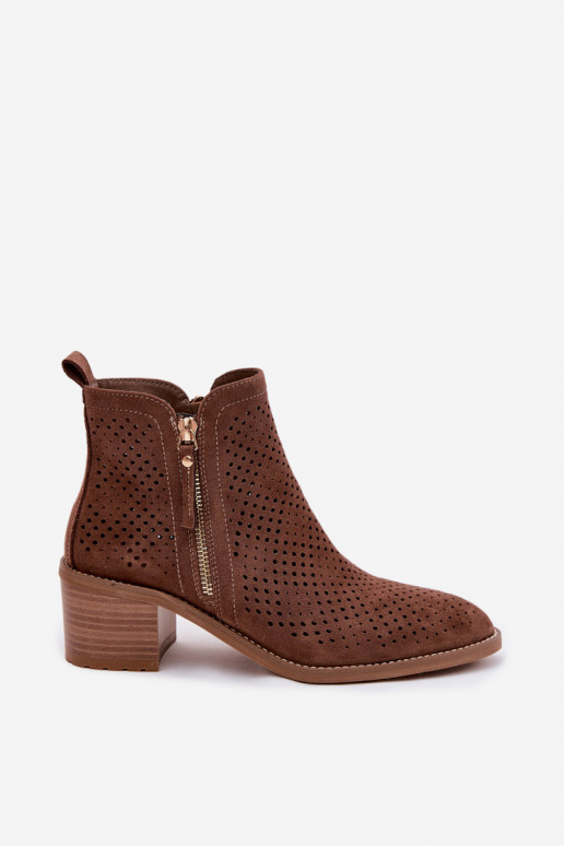 Botas a céu aberto Feminino com salto Vinceza 58621 cor marrom