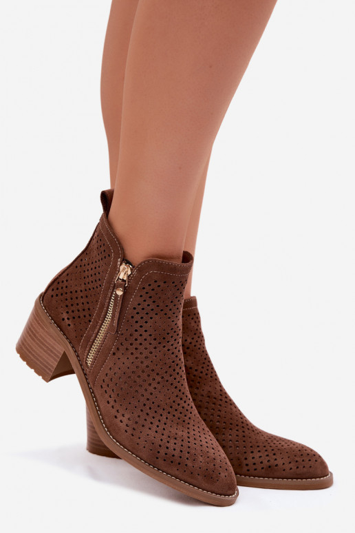 Botas a céu aberto Feminino com salto Vinceza 58621 cor marrom