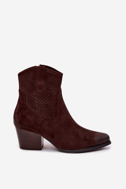 Botas a céu aberto estilo vaqueiro Feminino com salto Vinceza 58150 CzekoladoParae
