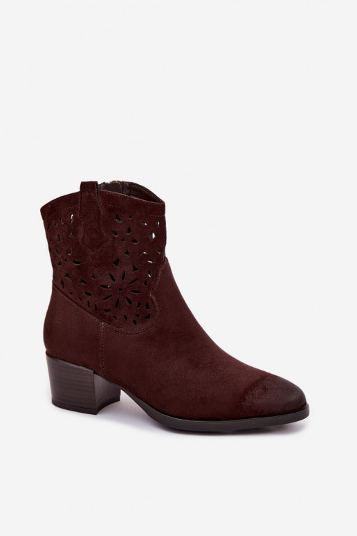 Botas a céu aberto Feminino com salto Vinceza 58452 Czekolada