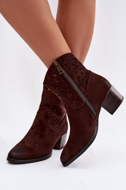 Botas a céu aberto Feminino com salto Vinceza 58452 Czekolada