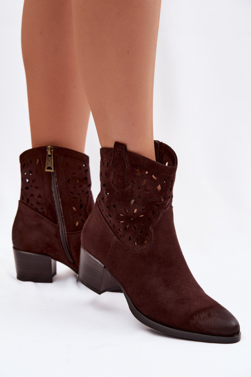 Botas a céu aberto Feminino com salto Vinceza 58452 Czekolada