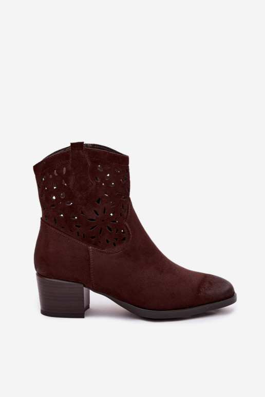 Botas a céu aberto Feminino com salto Vinceza 58452 Czekolada
