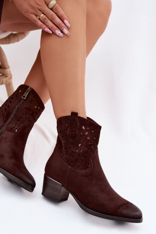 Botas a céu aberto Feminino com salto Vinceza 58452 Czekolada