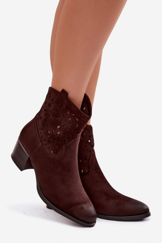 Botas a céu aberto Feminino com salto Vinceza 58452 Czekolada
