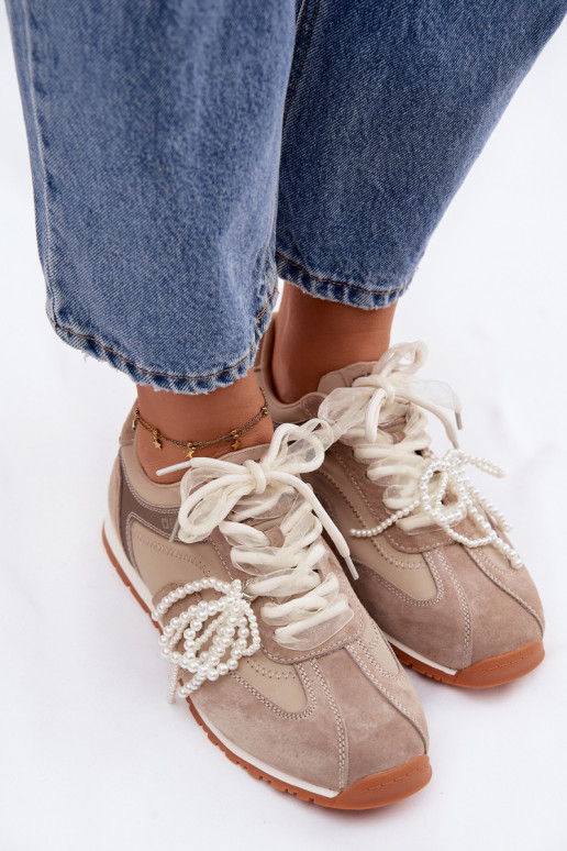 Pele de camurça À modalo de tênis Feminino Big Star TT274677 bege