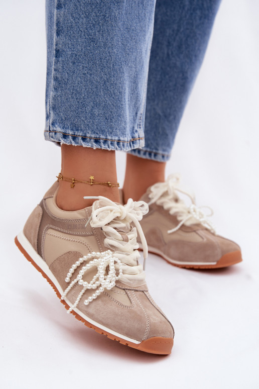 Pele de camurça À modalo de tênis Feminino Big Star TT274677 bege