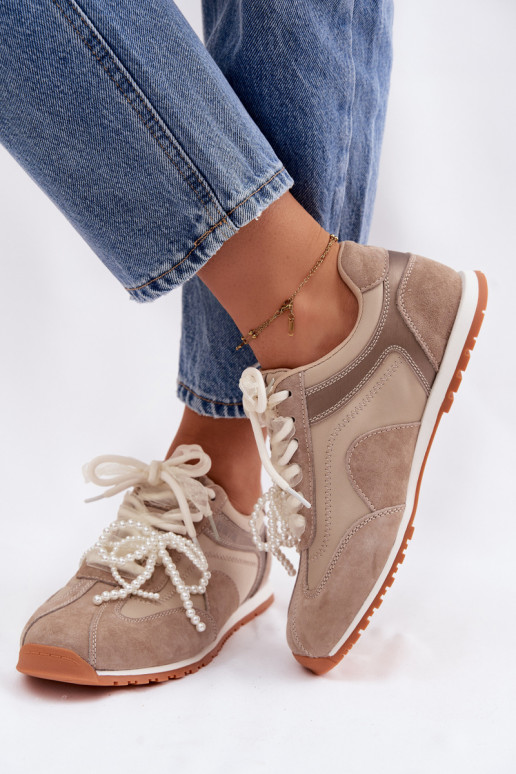 Pele de camurça À modalo de tênis Feminino Big Star TT274677 bege