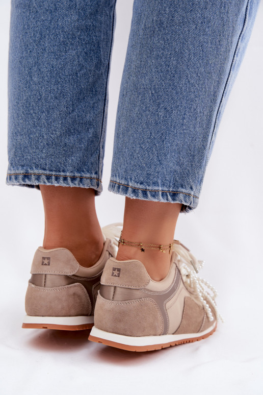 Pele de camurça À modalo de tênis Feminino Big Star TT274677 bege