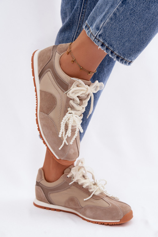 Pele de camurça À modalo de tênis Feminino Big Star TT274677 bege