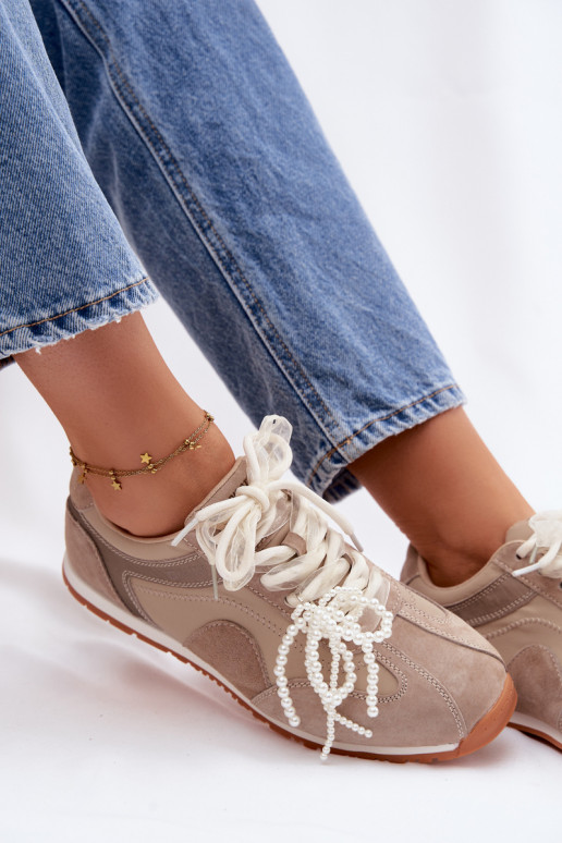 Pele de camurça À modalo de tênis Feminino Big Star TT274677 bege